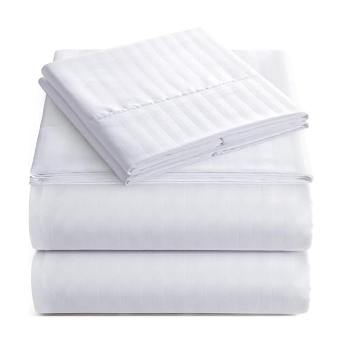 ITALIANO 4pc King Hoja Set de rayas color blanco