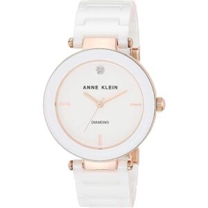 Anne Klein Reloj de pulsera de cerámica con diamantes_1