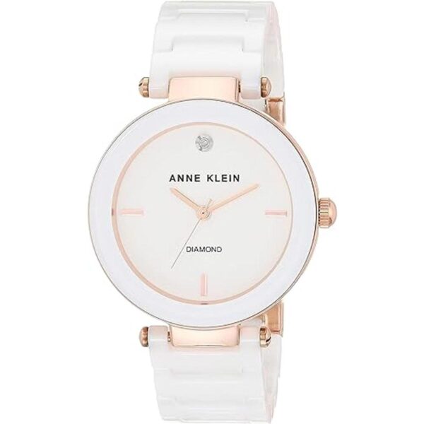Anne Klein Reloj de pulsera de cerámica con diamantes_1
