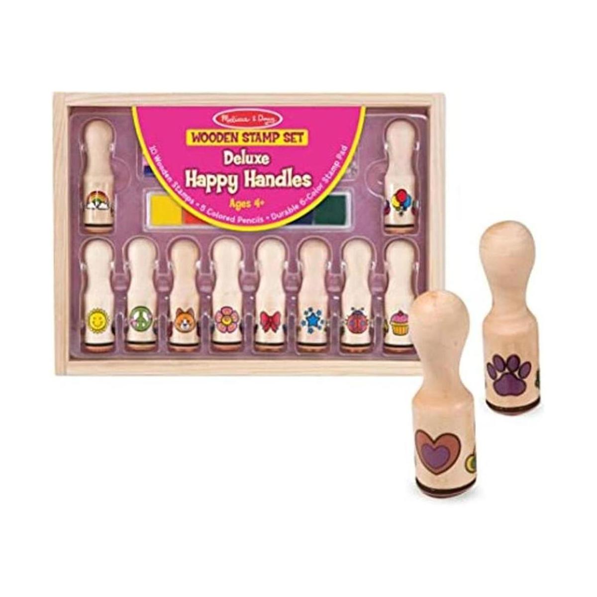 Melissa Doug Juego de sellos Deluxe Happy Handle con 10