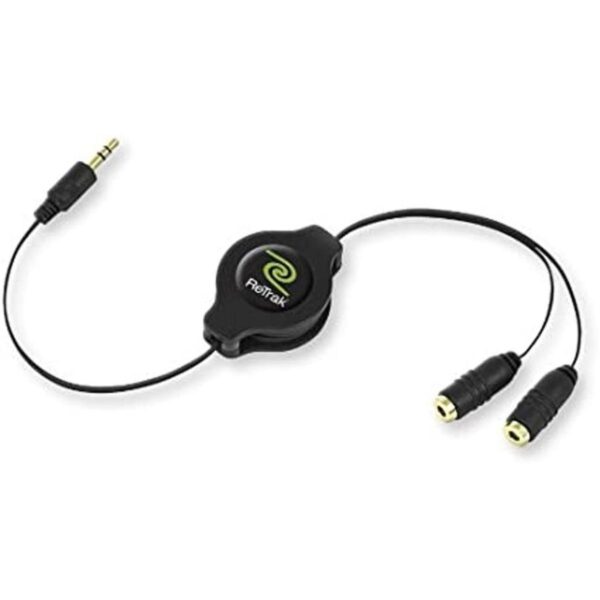 ReTrak etcablesplblk Retractable auricular Splitter Negro_1