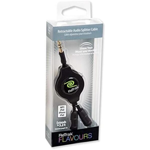 ReTrak etcablesplblk Retractable auricular Splitter Negro_4