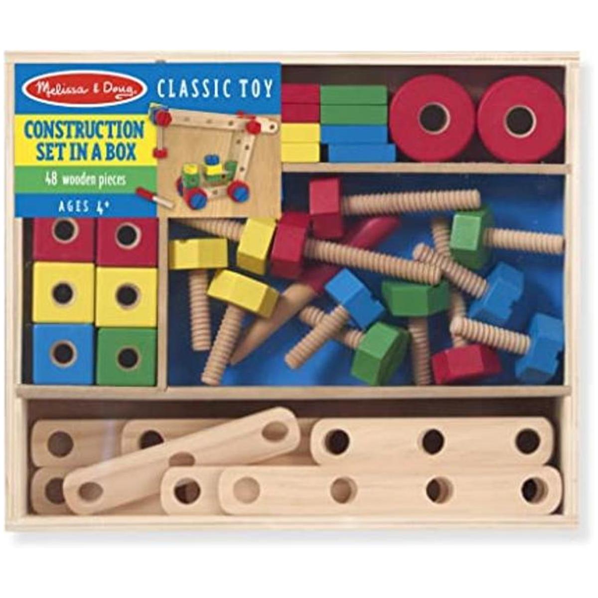 Kit de construcción de madera Melissa Doug en una caja