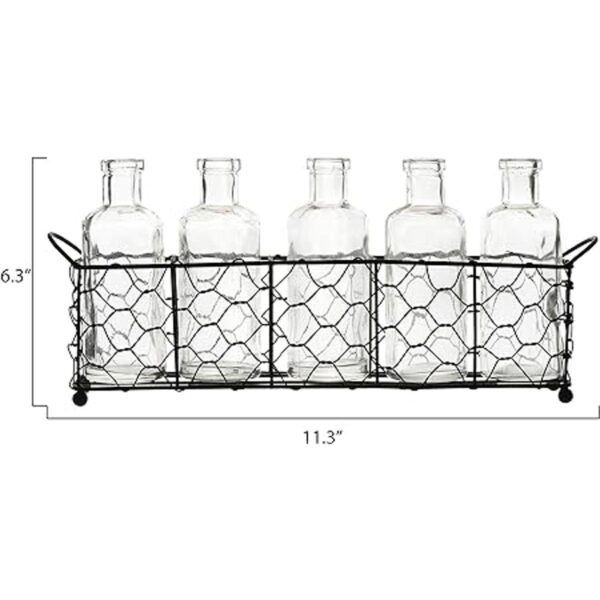 Soporte creativo de alambre cooperativo con 5 botellas de_3