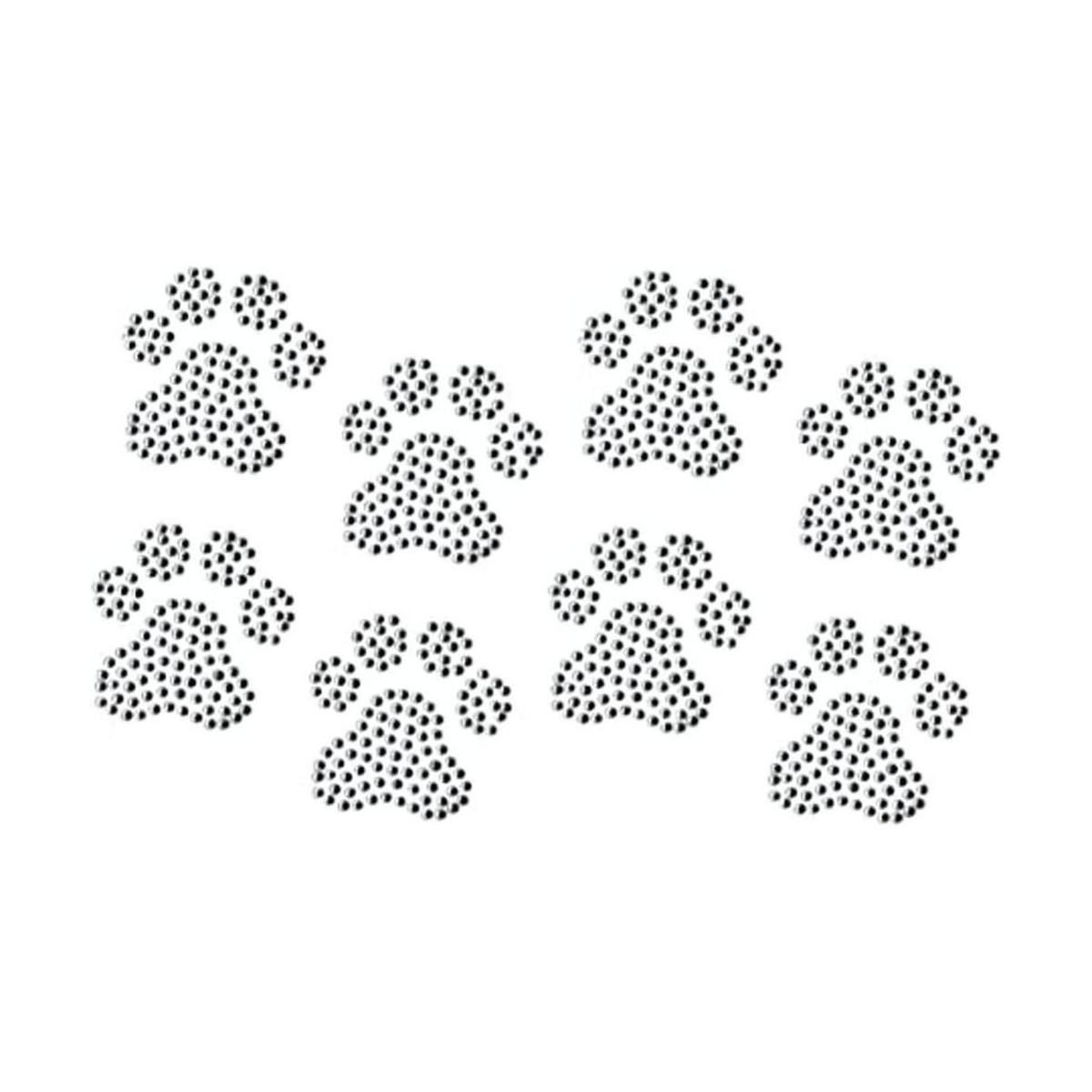 Conjunto de 8 Paws Clear Rhinestone Hierro Sobre Paws de