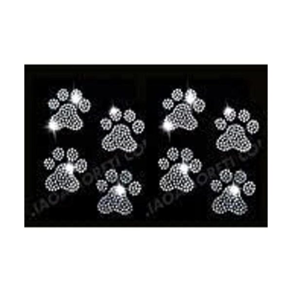 Conjunto de 8 Paws Clear Rhinestone Hierro Sobre Paws de