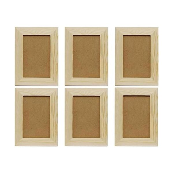Paquete de 6 marcos de fotos de madera de pino maciza sin