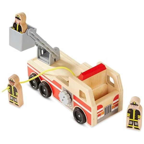 Melissa Doug Camión de bomberos de madera con 3 figuras