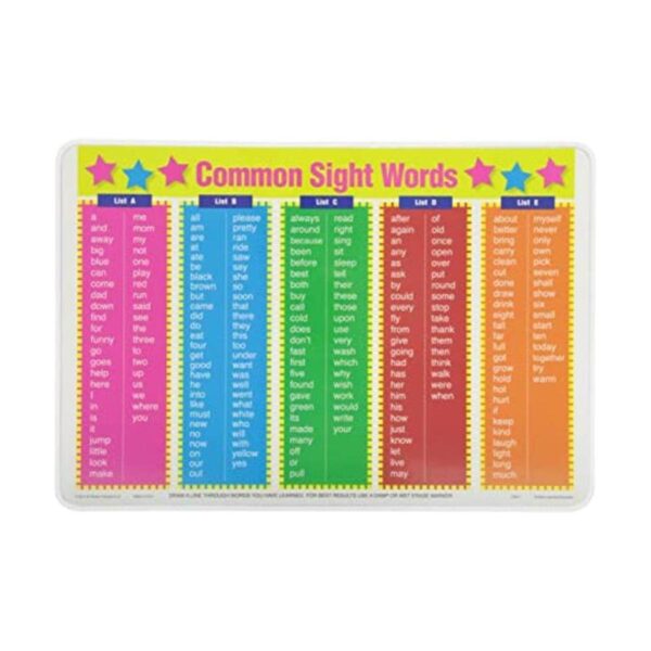 Painless Learning Mantel individual con palabras de vista_1