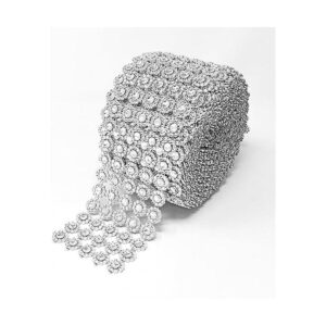 Rollo de malla con forma de flor de diamante cinta de_1