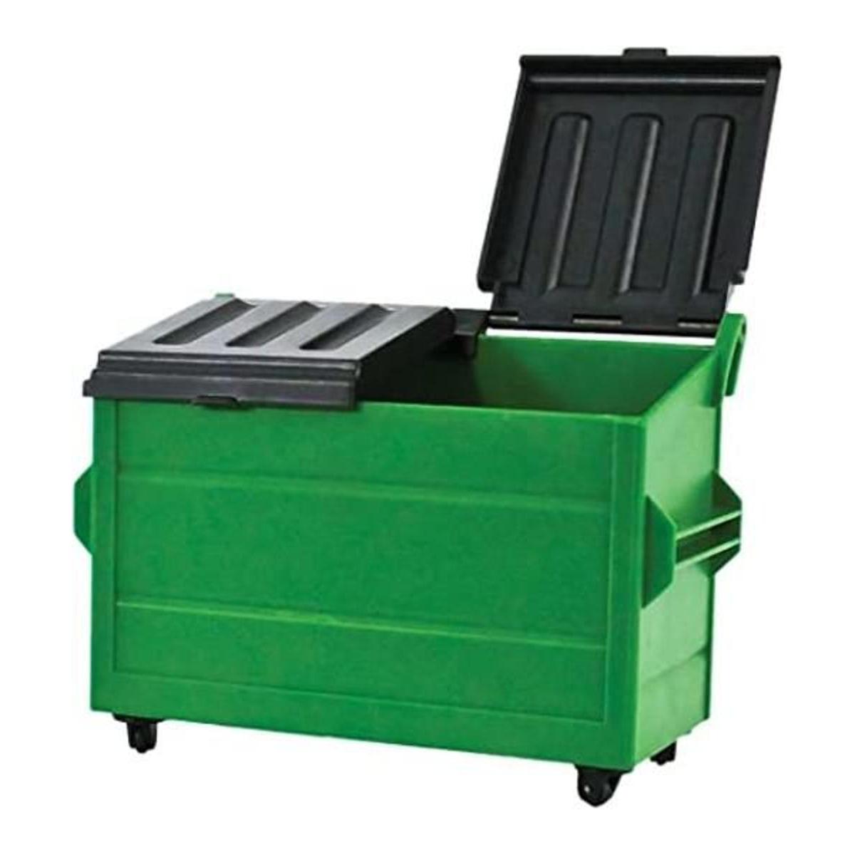 Contenedor de plástico verde para figuras de acción de