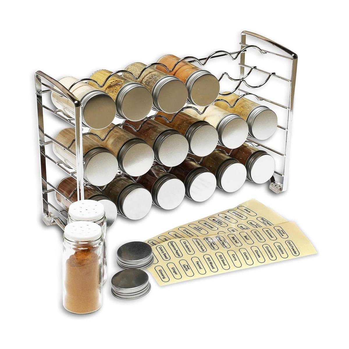 Estante para especias soporte con 18 botellas y 48
