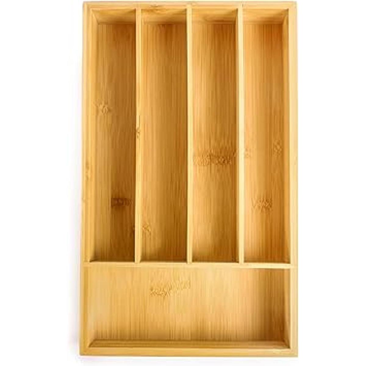 BergHOFF Organizador de cubiertos de bambú de 5 ranuras