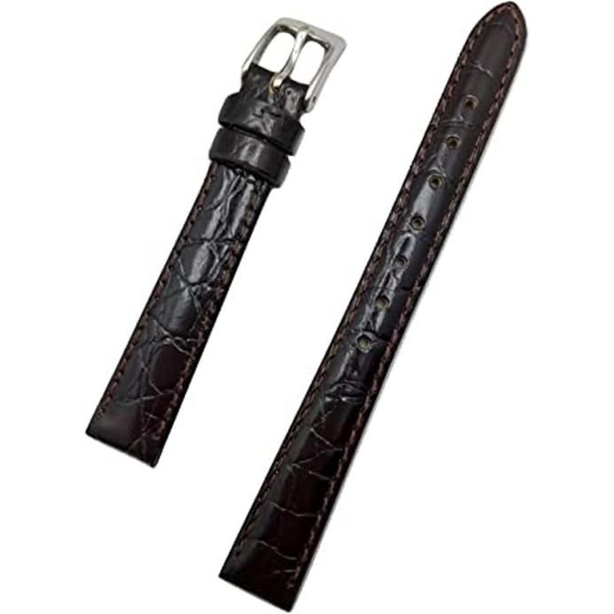 Correa de reloj de cuero genuino marrón oscuro de 0.472
