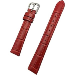 Correa de reloj de piel auténtica roja de 0.551 in grano_1