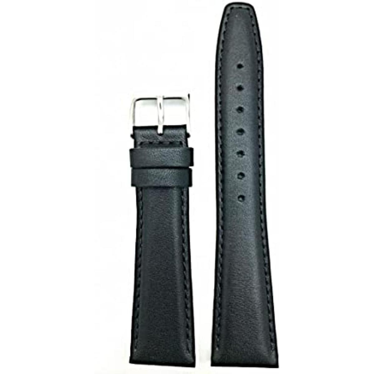 Correa de reloj de cuero genuino negro de 0.551 in correa