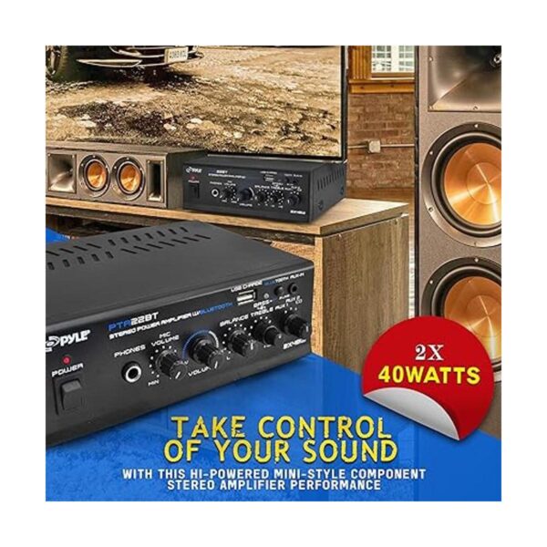Pyle Home Mini Amplificador de potencia estéreo 2 x 40_5