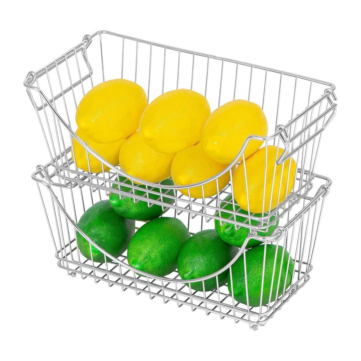 Canastas apilables ProMart cromadas juego de 2 unidades