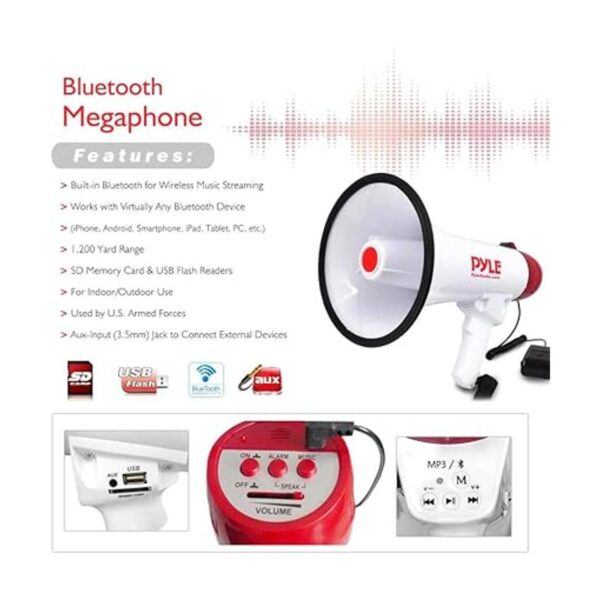 Pyle Megáfono Bluetooth Bullhorn PA Altavoz megáfono para_5