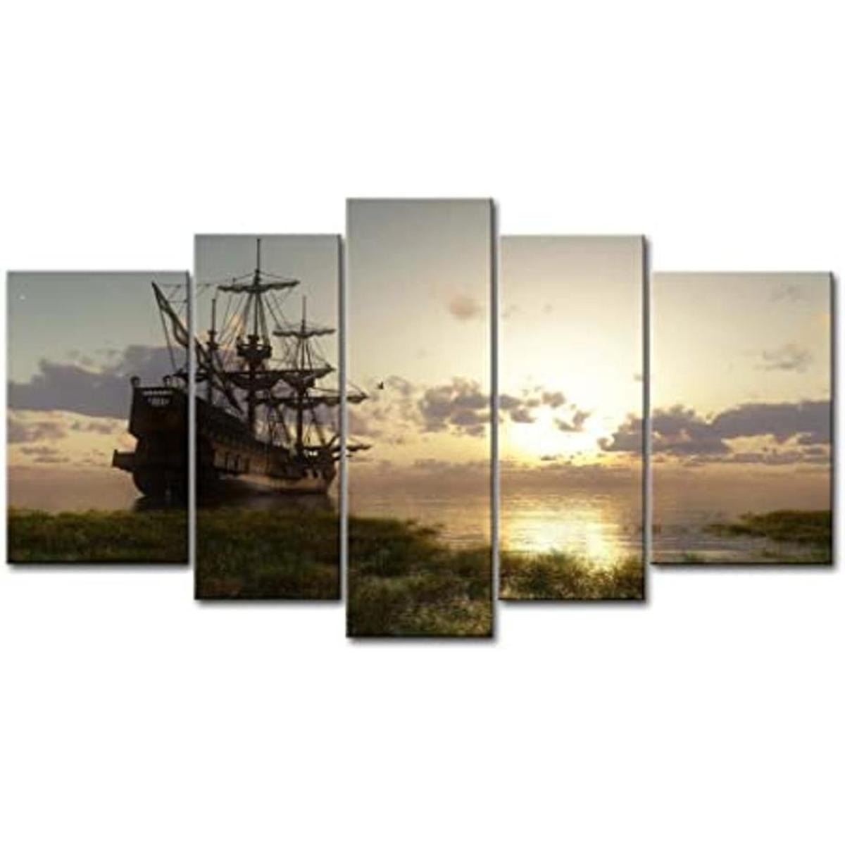 Arte de pared náutico de barco pirata barco vikingo 5