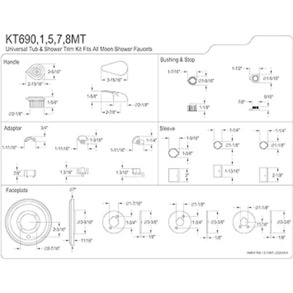 Kingston Brass KT698MT Kit de ajuste para bañera y ducha_2
