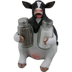Holstein cow Juego de salero y pimentero con soporte_1