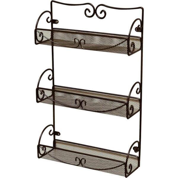 DecoBros Especiero de pared de 3 niveles color bronce_1