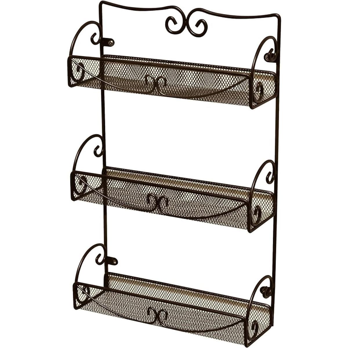DecoBros Especiero de pared de 3 niveles color bronce
