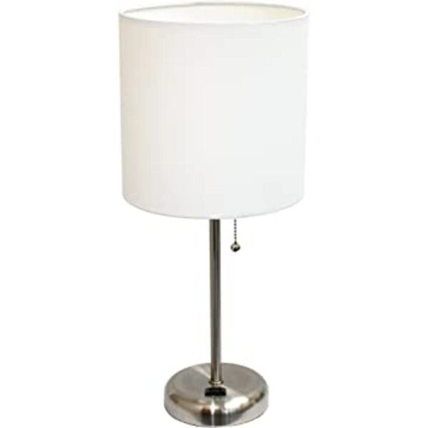 Limelights LT2024WHT Lámpara de mesa de tela y toma de_1