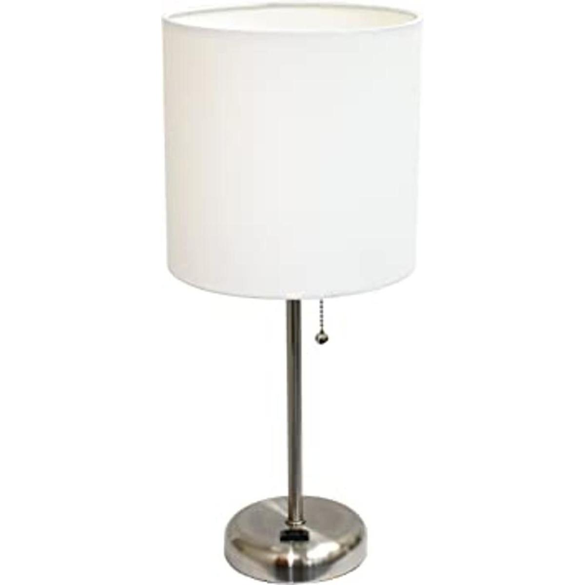 Limelights LT2024WHT Lámpara de mesa de tela y toma de