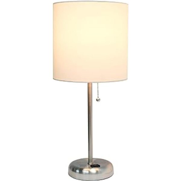 Limelights LT2024WHT Lámpara de mesa de tela y toma de_4