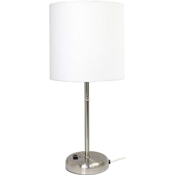 Limelights LT2024WHT Lámpara de mesa de tela y toma de_5