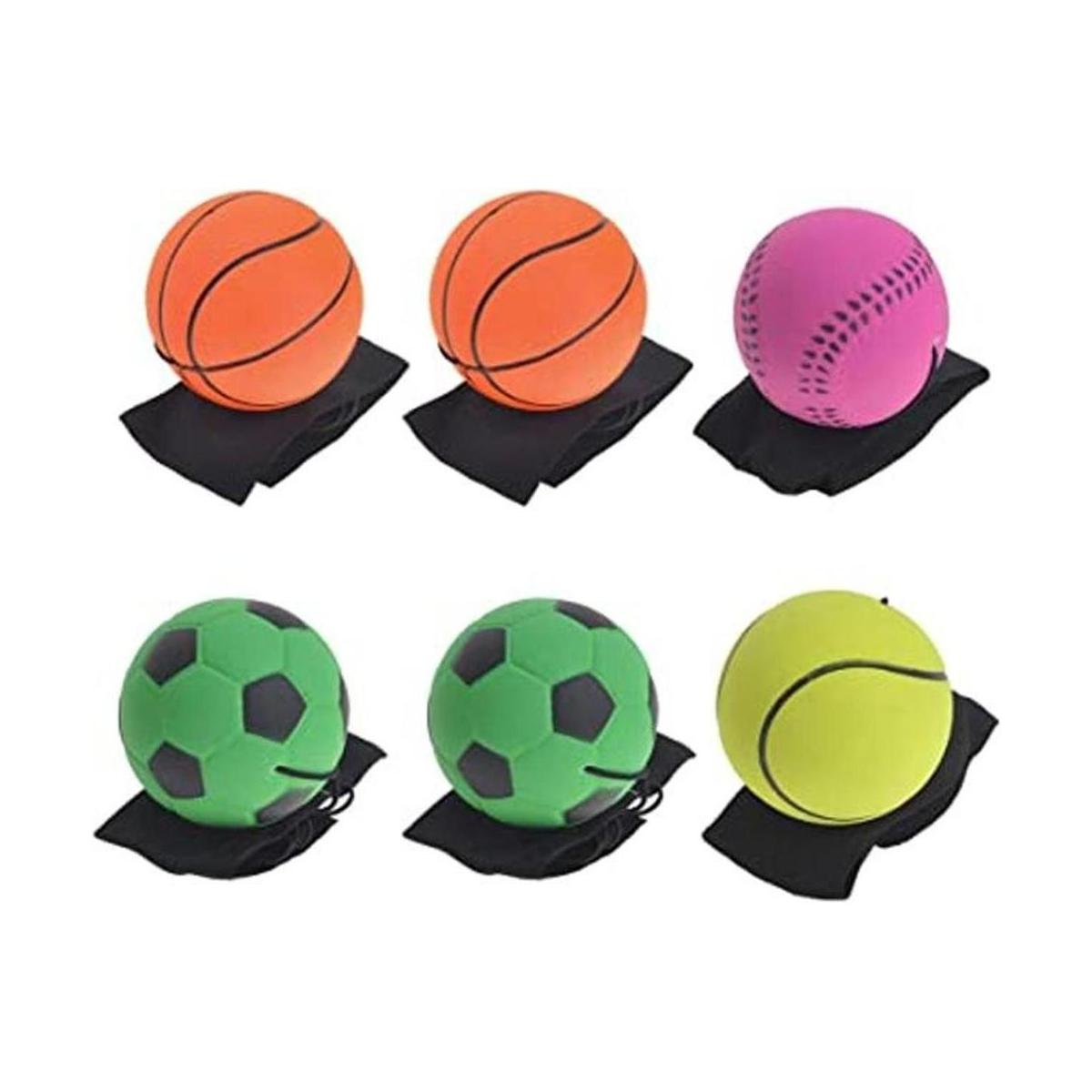 GOGO Pack de 6 bolas de goma con correa para la muñeca y