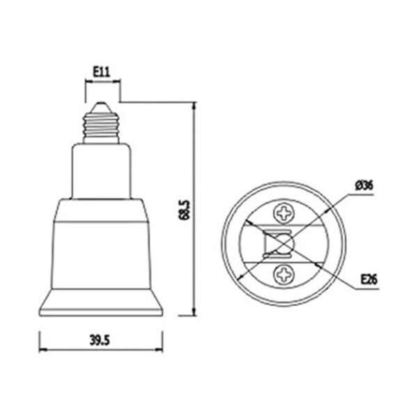 Electop Adaptador de enchufe E11 a E26 E27 mini