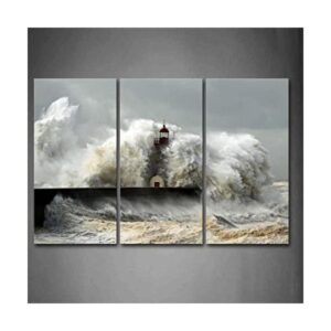 Faro en las olas del mar Arte de pared para pintar la