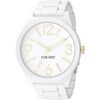 Nine West Reloj pulsera de goma blanco mate NW1678WTWT_1