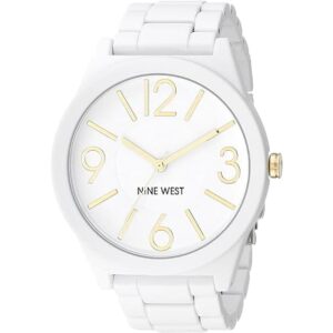 Nine West Reloj pulsera de goma blanco mate NW1678WTWT_1