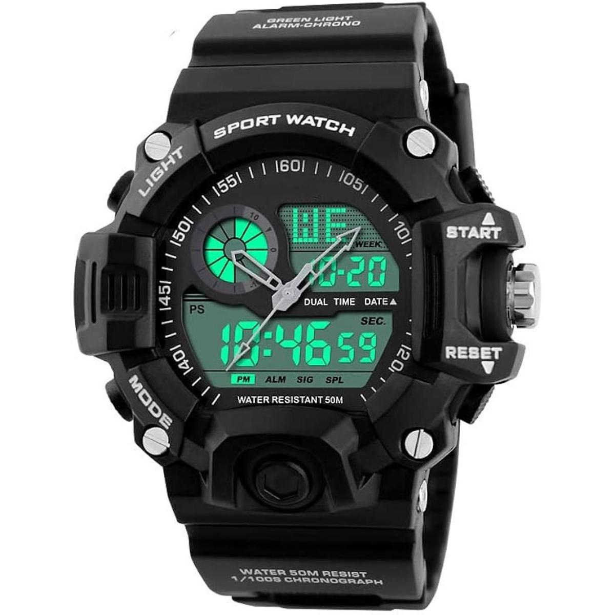 Reloj deportivo analógico digital de doble pantalla para