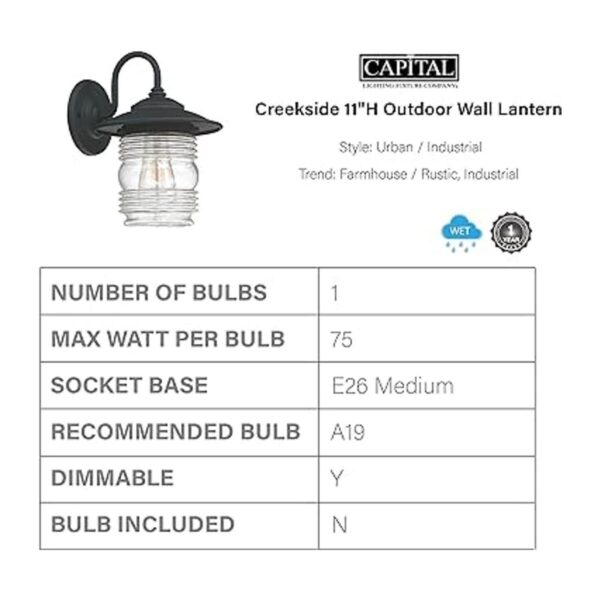 Capital Lighting 9671BK Creekside Aplique de pared de_3