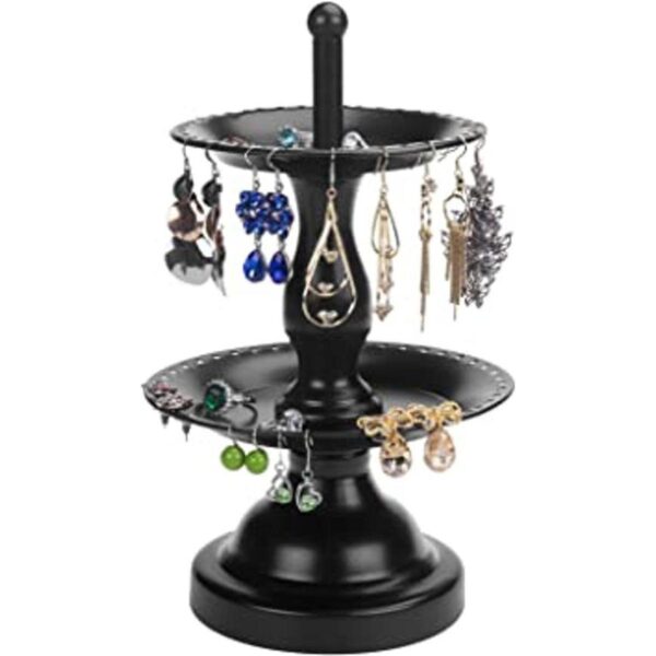 MyGift Soporte organizador de joyas de metal negro de 2_1