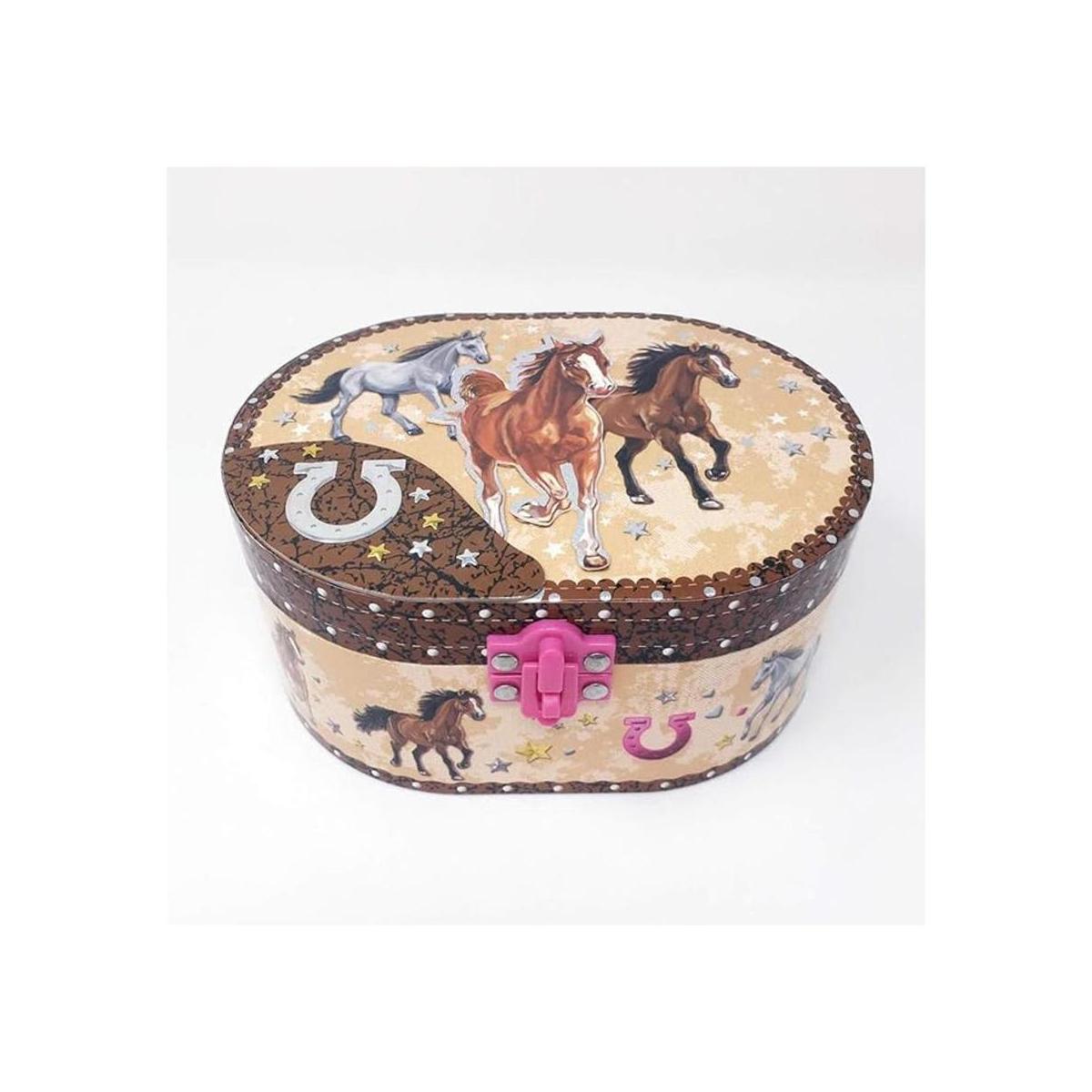Hot Focus Caja musical para joyas forma ovalada y caballo