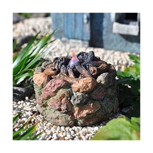 Hada miniatura jardín piedra hoguera con luz_2
