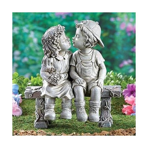 Escultura para jardín de pareja besándose amor de_2