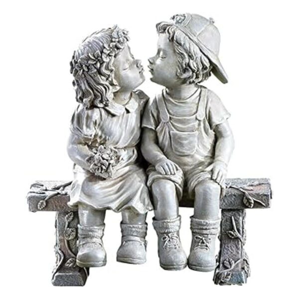 Escultura para jardín de pareja besándose amor de_1