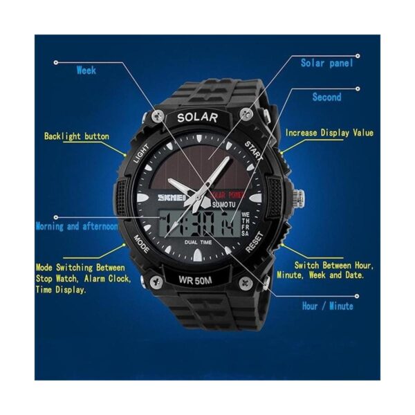 Fanmis Reloj de pulsera de cuarzo casual con energía solar_5