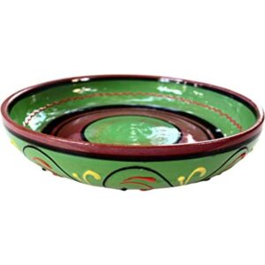 Terracota Verde Plato de servir pintada de España_1