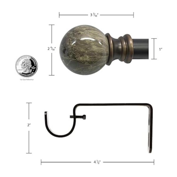 Beme International barral para cortinas con bola de mármol_5