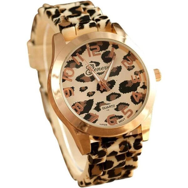 Fanmis Relojes unisex de gel de silicona de leopardo de_1