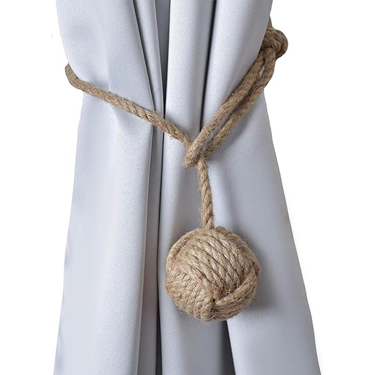 RII Hermosos alzapaños para cortinas cuerda de yute