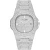 Relojes unisex de lujo con diamantes completos y plata y_1